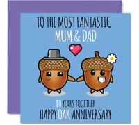 Cute Oak Anniversary Card for Mum & Dad, 80 Years Together