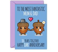 Cute Oak Anniversary Card for Mum & Dad, 80 Years Together