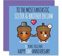 Cute Oak Anniversary Card for Sister & Brother In Law, 80 Years Together