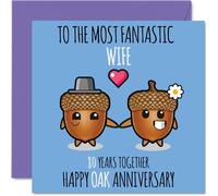 Cute Oak Anniversary Card for Wife, 80 Years Together
