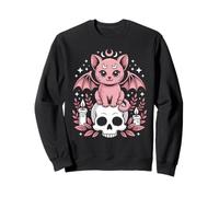 Cute Occult Cat With Crescent Moons Pink Gothic Fantasy Sweatshirt