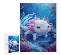 Cute Ocean Animal Axolotl Jigsaw Puzzle for Adults Wooden Challenging Puzzles Gift for Family Friends