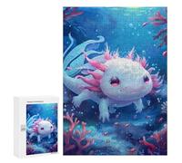 Cute Ocean Animal Axolotl Jigsaw Puzzle for Adults Wooden Challenging Puzzles Gift for Family Friends