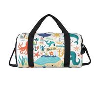Cute Ocean Animals Sport Duffel Bag with Shoes Compartment Overnight Weekender Bags Travel Gym Luggage Organizer for Women Men Kids Girls Boys