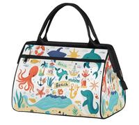 Cute Ocean Animals Travel Duffle Bag for Women Men Kids Boys Girls Weekend Overnight Bags 24 L Holdall Tote Cabin Bag for Sports Gym Yoga