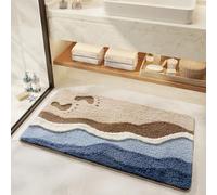 Cute Ocean Bathroom Rug Super Absorbent Bath Mat Machine Washable and Non Slip Fluffy Carpet for Shower, Bedroom and Living Room (39"x20", Footprint)