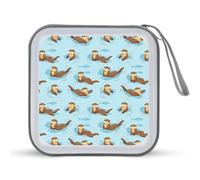 Cute Ocean Otters Portable CD Case Holder 48 Capacity Travel DVD Storage Boxs Wallet Bag