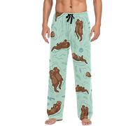 Cute Ocean Sea Otter Pajama Pants for Men, Long Pajama Bottoms with Pockets, Lounge Sleepwear S-XXL, Cute Otter, Large