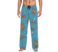 Cute Ocean Sea Otter Pajama Pants for Men, Long Pajama Bottoms with Pockets, Lounge Sleepwear S-XXL, Cute Ocean Sea Otter, Medium