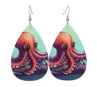 cute octopus earrings for women double sided teardrop leather earrings lightweight dangle earrings for women ear accessories fashion jewelry birthday gift