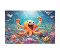 Cute Octopus Jigsaw Puzzles for Kids 1000 Pieces 3d Wooden Puzzle Decompression Game for Adults Women Girl Educational Game Toys （75×50cm）