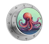 Cute Octopus Mechanical Kitchen Timer for Cooking 60 Min with Magnetic Backing Loud Alarm,Stainless Steel Wind Up Countdown Timer Cute Egg Timers for Cooking Studying Gaming Classroom Office Gym