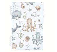 Cute Octopuses Notebook, Small Grey Fish Notebooks, Lined Paper Pretty Notebook 120Pages/60Sheets, Exercise Books A5 for Journaling Writing, Jotters for Meeting, Office Paper Products Women Man