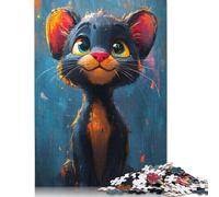 Cute Oil Paint Panther Puzzle Fun Premium Cardboard Jigsaw Puzzle for Boy Or Girl 1000pcs (75x50cm)