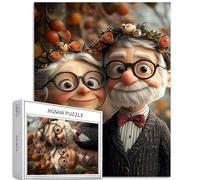 Cute Old Couple 1000 Piece Jigsaw Puzzles for Adults Street Fantasy Background Art Jigsaw Colorful DIY Puzzles for Home Decoration Gifts Family Puzzle Perfect for Game Nights 50×70cm
