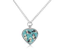 Cute Old English Sheepdog Dog Pet Ashes Necklace Heart Silver Classic Pet Pendant Memorials Funerary for Dog Cat Lover
