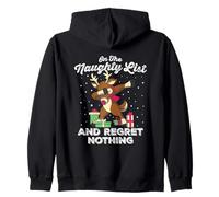 Cute On The Naughty List Regret Nothing Reindeer Dabbing Zip Hoodie