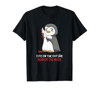 Cute On The Outside Mean On The Inside Gothic Nerd Penguin T-Shirt, Men, Black, 4X-Large