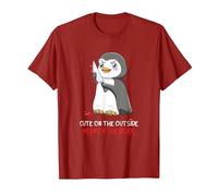 Cute On The Outside Mean On The Inside Gothic Nerd Penguin T-Shirt, Men, Cranberry Red, 3X-Large