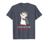 Cute On The Outside Mean On The Inside Gothic Nerd Penguin T-Shirt, Men, Heather Blue, 4X-Large