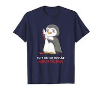 Cute On The Outside Mean On The Inside Gothic Nerd Penguin T-Shirt, Men, Navy Blue, 5X-Large