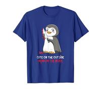 Cute On The Outside Mean On The Inside Gothic Nerd Penguin T-Shirt, Men, Royal Blue, XX-Large