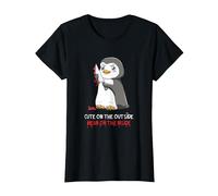 Cute On The Outside Mean On The Inside Gothic Nerd Penguin T-Shirt, Women, Black, 3X-Large