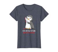 Cute On The Outside Mean On The Inside Gothic Nerd Penguin T-Shirt, Women, Heather Blue, 3X-Large