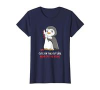 Cute On The Outside Mean On The Inside Gothic Nerd Penguin T-Shirt, Women, Navy Blue, 3X-Large