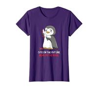 Cute On The Outside Mean On The Inside Gothic Nerd Penguin T-Shirt, Women, Purple, 3X-Large