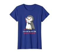 Cute On The Outside Mean On The Inside Gothic Nerd Penguin T-Shirt, Women, Royal Blue, Medium