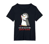 Cute On The Outside Mean On The Inside Gothic Nerd Penguin T-Shirt, Women's Plus, Black, 1X