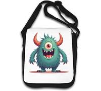 Cute One Eyed Cyclops Blue Hairy Monster Shoulder Bag White