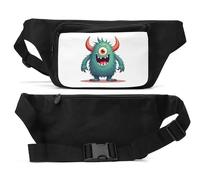 Cute One Eyed Cyclops Blue Hairy Monster Unisex Waist Bag Black