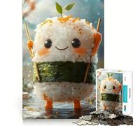 Cute Onigiri Character with Chopstick Arms Japan 1000 Pieces Jigsaws Adults Puzzles Gifts Reason Skill Nice Thick Happy Challenge Fine Art (50x75cm)