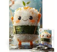 Cute Onigiri Character with Chopstick Arms Japan 1000 Pieces Jigsaws Adults Puzzles Gifts Reason Skill Nice Thick Happy Challenge Fine Art (50x75cm)