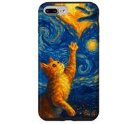 Cute Orange Cat and Black Kitten Van Gogh Starry Night Heart Case for iPhone 7 Plus/8 Plus