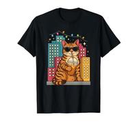 Cute Orange Cat Enjoying Cold Brew Coffee Every Morning Value Graphic T-Shirt, Men, Black, M