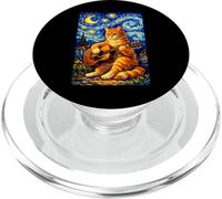 Cute Orange Cat Playing Guitar Art Guitarist Music Camping PopSockets PopGrip for MagSafe