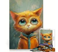 Cute Orange Cat with Big Eyes Puzzles for Teenagers 1000 Piece Brain Think Good Thick Real Challenge Room Decor (38x26cm)
