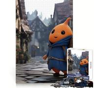 Cute Orange Character in Medieval Town for Adults 1000 Piece Jigsaw Puzzle Mindful Game Quality Print Happy Challenge Unique Gift (38x52cm)
