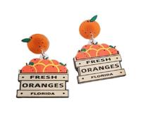Cute Orange Dangle Earrings for Women Acrylic Wooden-Frame Orange Fruit Earrings