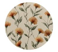 Cute Orange Flowers with Petals and Sage Green Stems Round Mouse Pad, Mousepad with Non-Slip Rubber Base, Computer Gaming Pads for Wireless Mouse, Easy Gliding