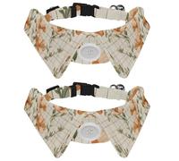 Cute Orange Flowers with Sage Green Stems Dog Collar Bowtie, Comfortable Adjustable Dog Bow Tie Collar for Small Boys and Girls Pets