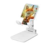 Cute Orange Fox Foldable Cell Phone Stand Adjustable Angle Height Desktop Portable Cellphone Cradle Compatible With All Smartphone White-Style
