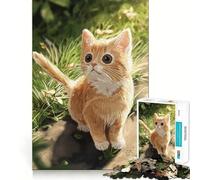 Cute Orange Kitten in Garden Jigsaw for Adults 1000 Pieces Reason Boost Indoor Play Playful Challenge Wall Art (38x52cm)