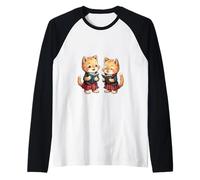 Cute Orange Kitties Reading Burns Night Poetry Raglan Baseball Tee