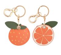 Cute Orange Leather Keychain, Waterproof Keyring Fruit Key Chain Anti-Scratch Hidden Holder for Air Tag GPS Tracker Case Cover with Key Ring Compatible with Airtag for Wallet Keys Bag Pet Backpack