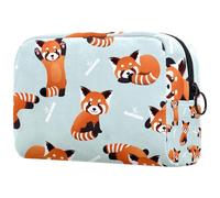 Cute Orange Panda Pattern Cosmetic Bag for Women, Travel Toiletries Bags Large Makeup Handy Pouch Organiser Bag with Zipper