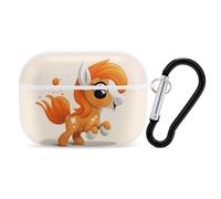 Cute Orange Pony for Airpod Pro Case Cover Hard Shell Full Drop Protection Cover with Keychain Compatible with AirPod Pro 2nd/1st Generation, Front LED Visible,White